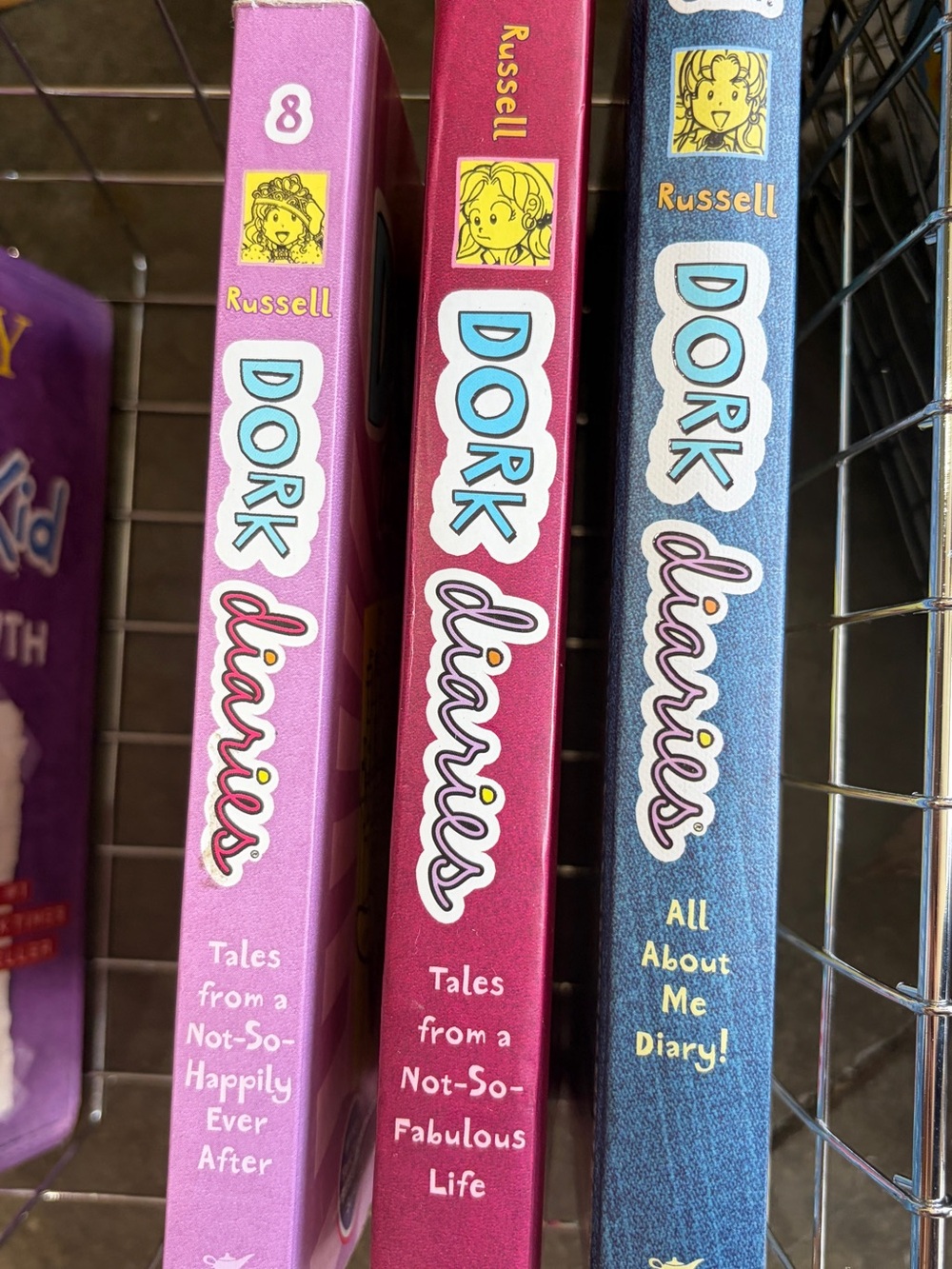Russell Athletic Dork Diaries Book Set Spines in Pink, Hot Pink, Blue